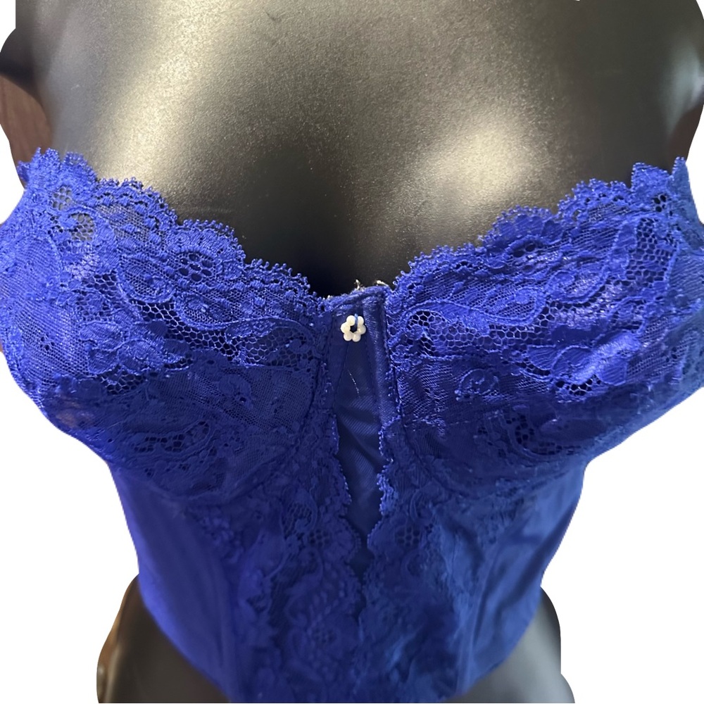80s Vintage Warner's Deep Blue corset Lace Buister